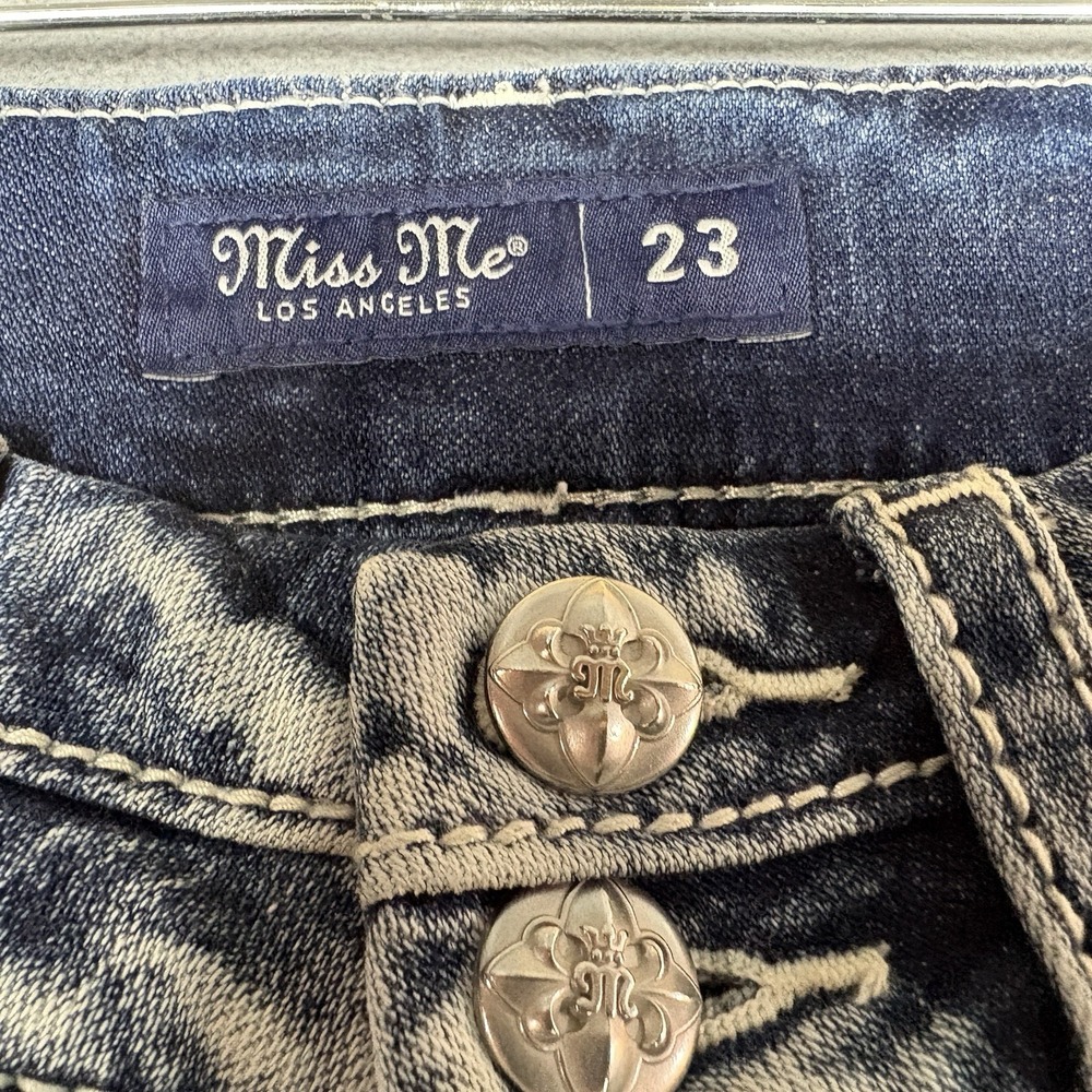 Miss Me Size 23 Low Rise Tailored Bootcut Jeans Embellished Bling Y2K - Picture 9 of 14
